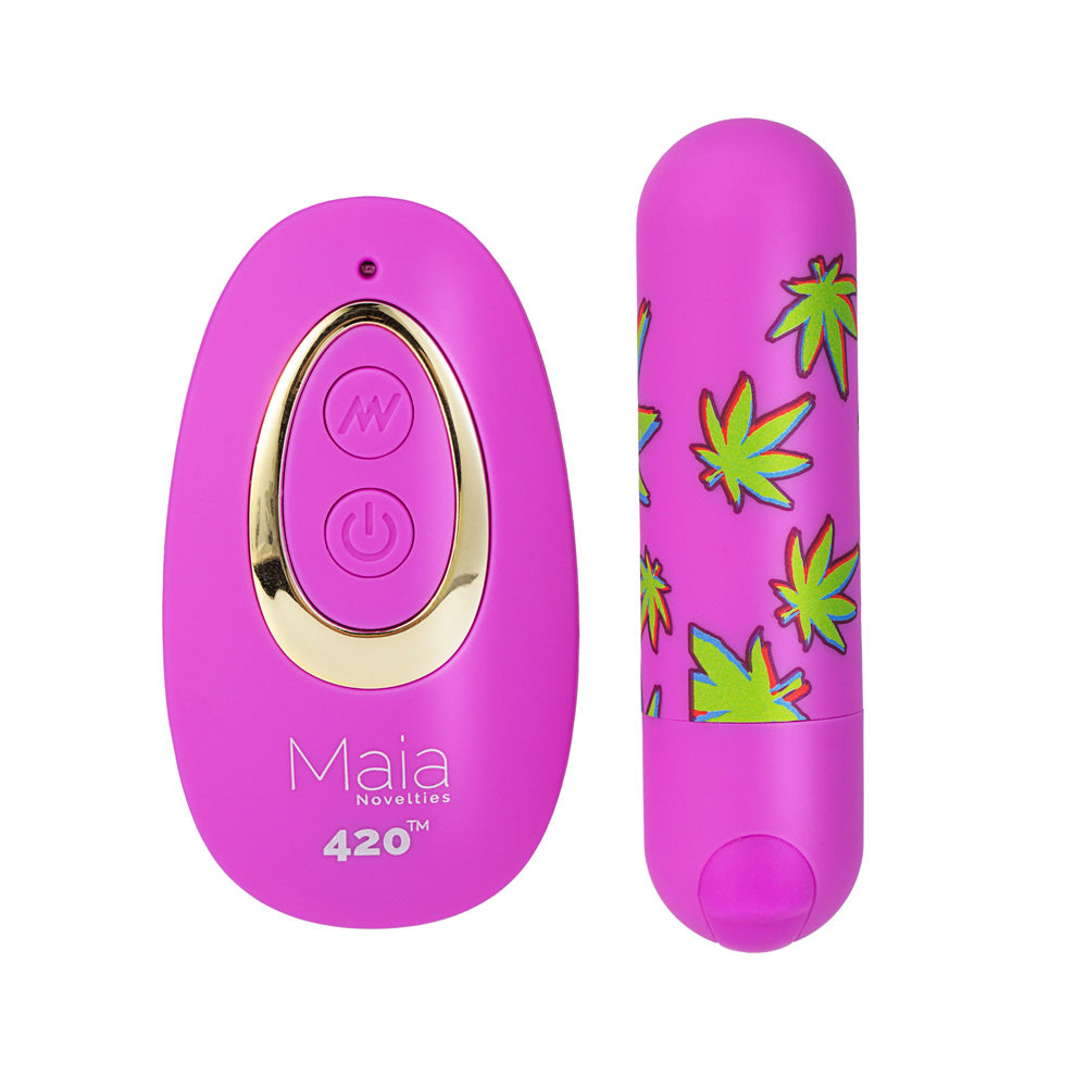 Maia JESSI 420 Remote - Purple 7.6 cm USB Rechargeable Bullet with Wireless Remote-RM330-LF2