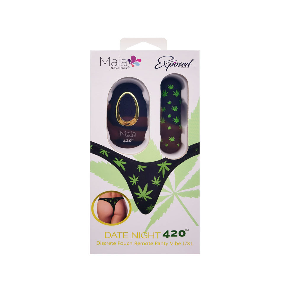 Maia DATE NIGHT 420 PANTY VIBE - L/XL - Black L/XL 420 Panty with Black USB Rechargeable Bullet