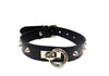 Leather O-Ring Studded Collar Black-ROS1090BK