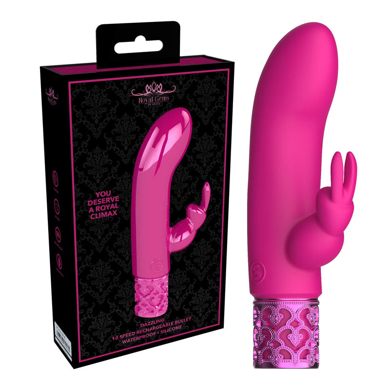 ROYAL GEMS Dazzling - Silicone Rechargeable Bullet - Pink 12 cm USB Rechargeable Bullet-ROY012PNK