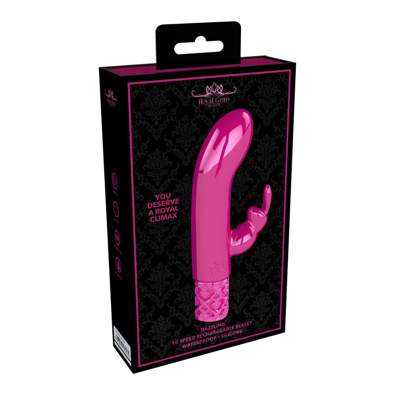 ROYAL GEMS Dazzling - Silicone Rechargeable Bullet - Pink 12 cm USB Rechargeable Bullet-ROY012PNK