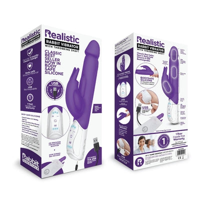 Rabbit Essentials Rechargeable Realistic Rabbit Hot Purple-RR-001PUR