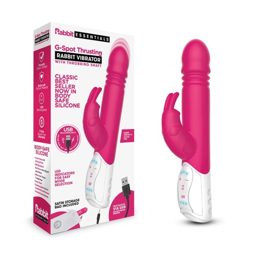 Rabbit Essentials Rechargeable G-Spot Thrusting Rabbit - Hot Pink-RR-009PNK