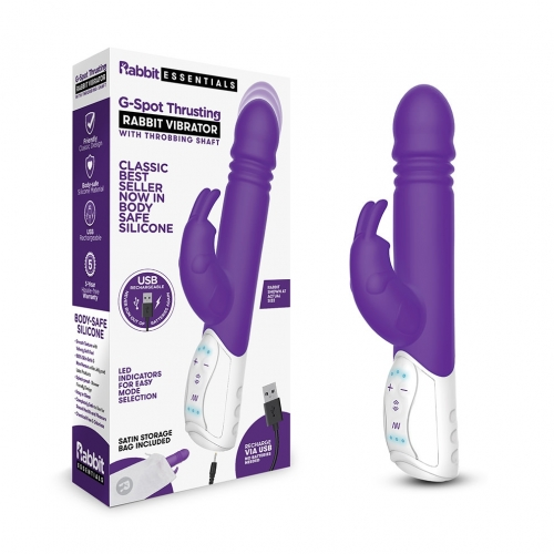 Rabbit Essentials Rechargeable G-Spot Thrusting Rabbit - Purple-RR-009PUR