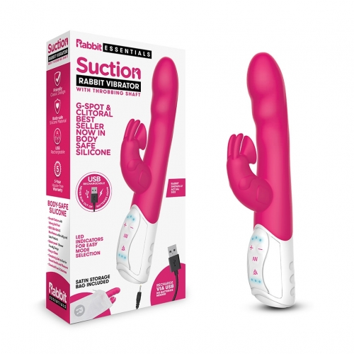 Rabbit Essential Rechargeable Clitoral Suction Rabbit - Hot Pink-RR-011PNK