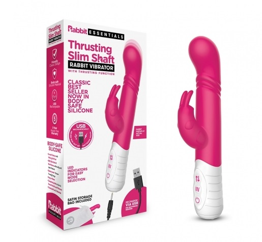 Rabbit Essential Rechargeable Slim Shaft thrusting G-spot Rabbit - PIN...-RR-012PNK