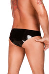 Saxenfelt Latex Mens Brief with Anal Plug - Black Medium-S23212