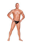 Saxenfelt Latex Mens Brief with Anal Plug - Black Large-S23213
