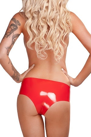 Saxenfelt Latex Crotchless Ladies Hipster Brief - Red Medium-S25422