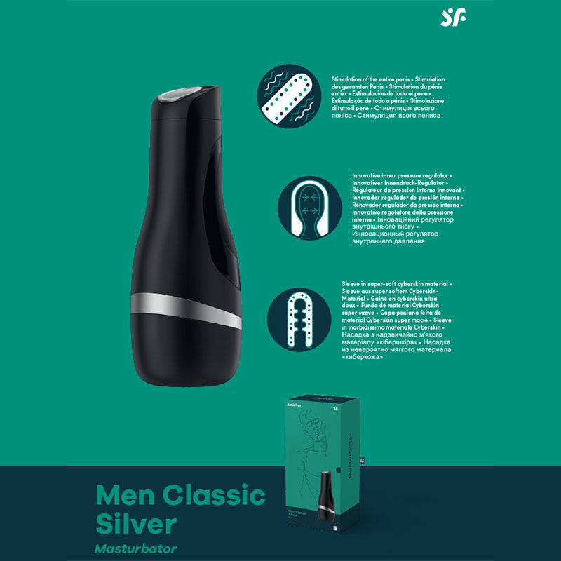 Satisfyer Men Classic - Black/Silver Stroker-SATMENCL-SIL