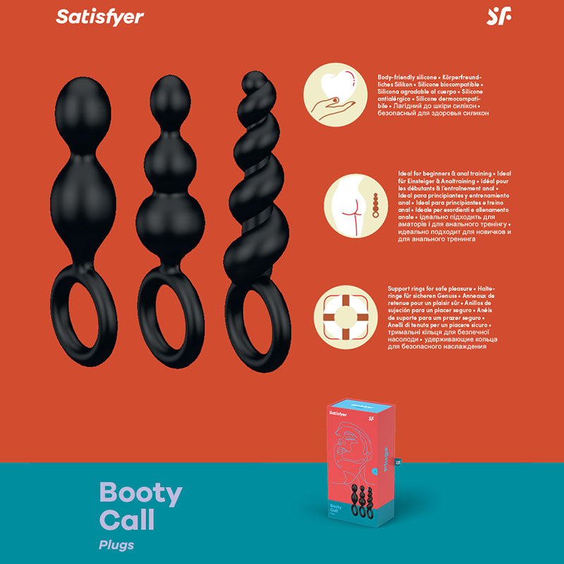 Satisfyer Booty Call - Black Butt Plugs - Set of 3-SATPLUG-B