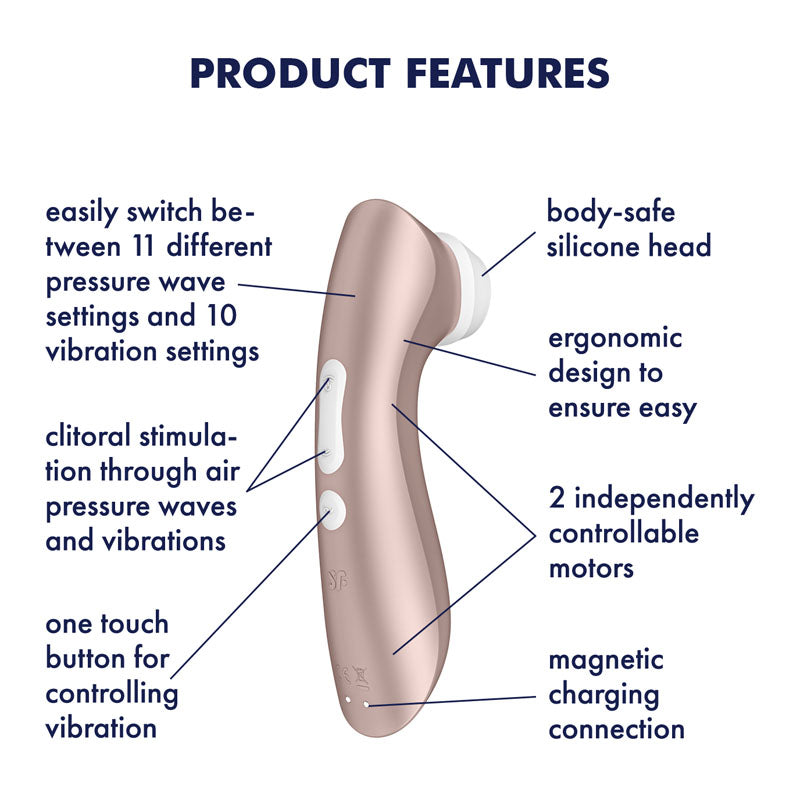 Satisfyer Pro 2+ Rose Gold - Rose Gold Touch-Free USB-Rechargeable Clitoral Stimulator with Vibration-SATPRO2V