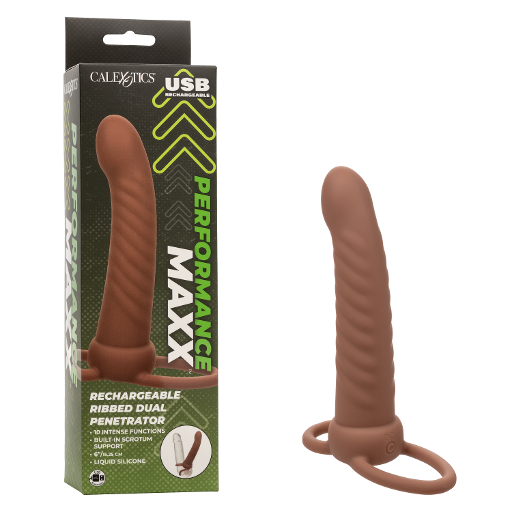 Performance Maxx Rechargeable Ribbed Dual Penetrator - Brown-SE-1634-11-3