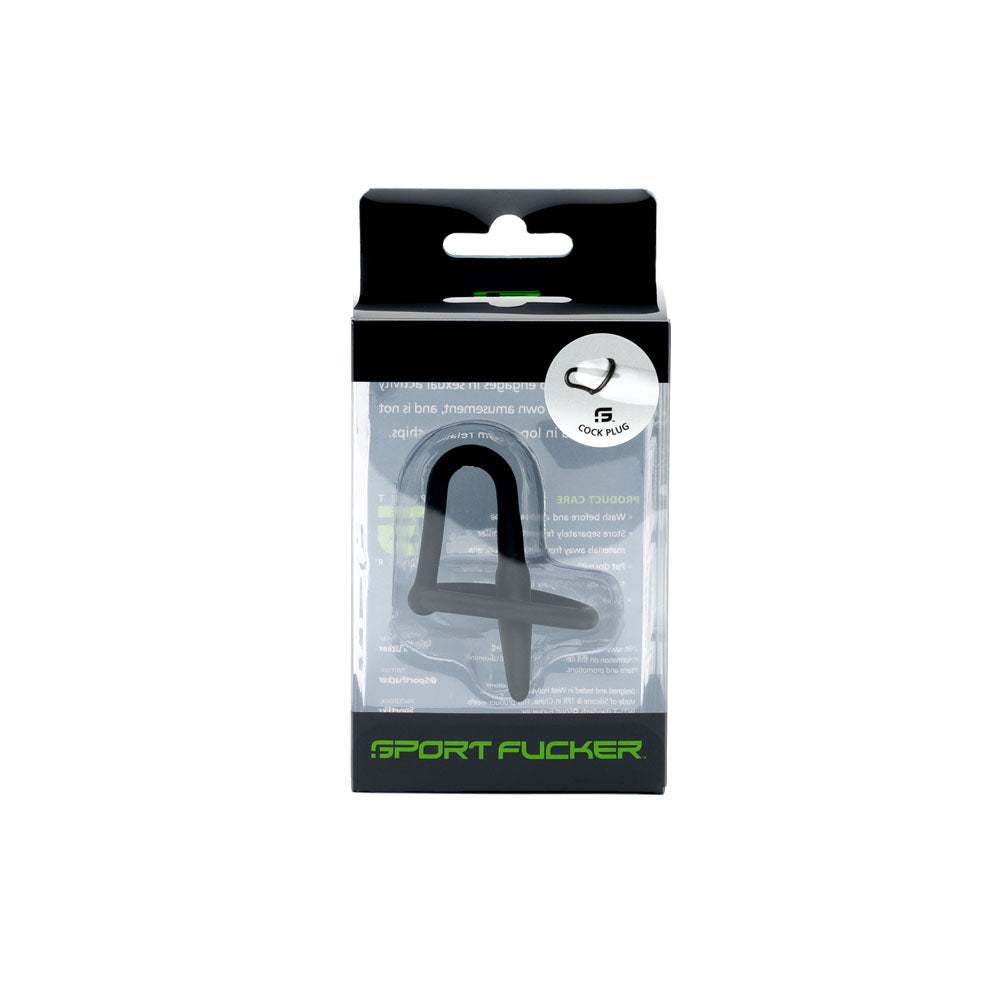 Sport Fucker Cock Plug - Black Cock Ring with Urethral Sound-SF12696