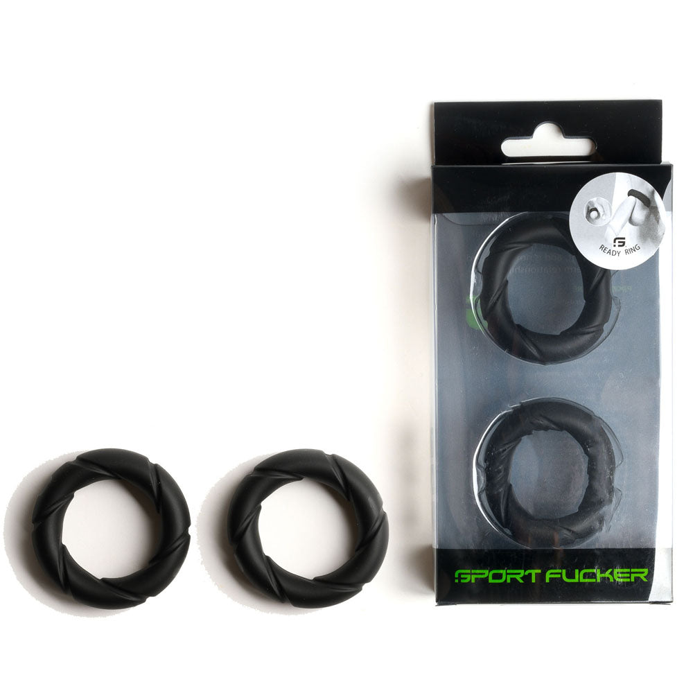 Sport Fucker Ready Rings - Black Cock Rings - 2 Pack-SF23135