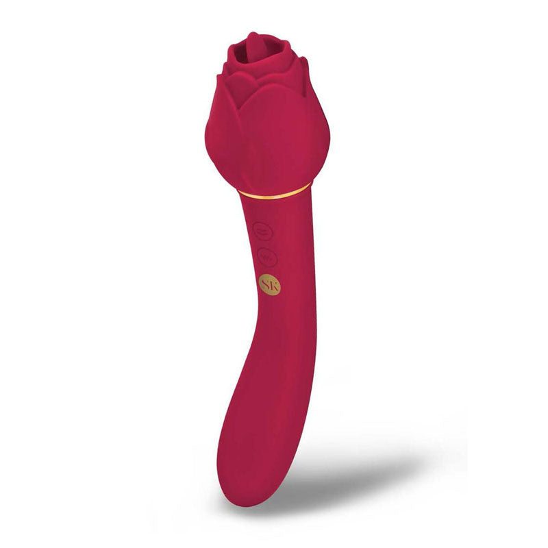 Secret Kisses ROSEGASM LINGO - Rose Red 20.3 cm Dual Vibrator & Flicking Stimulator-SK-1029