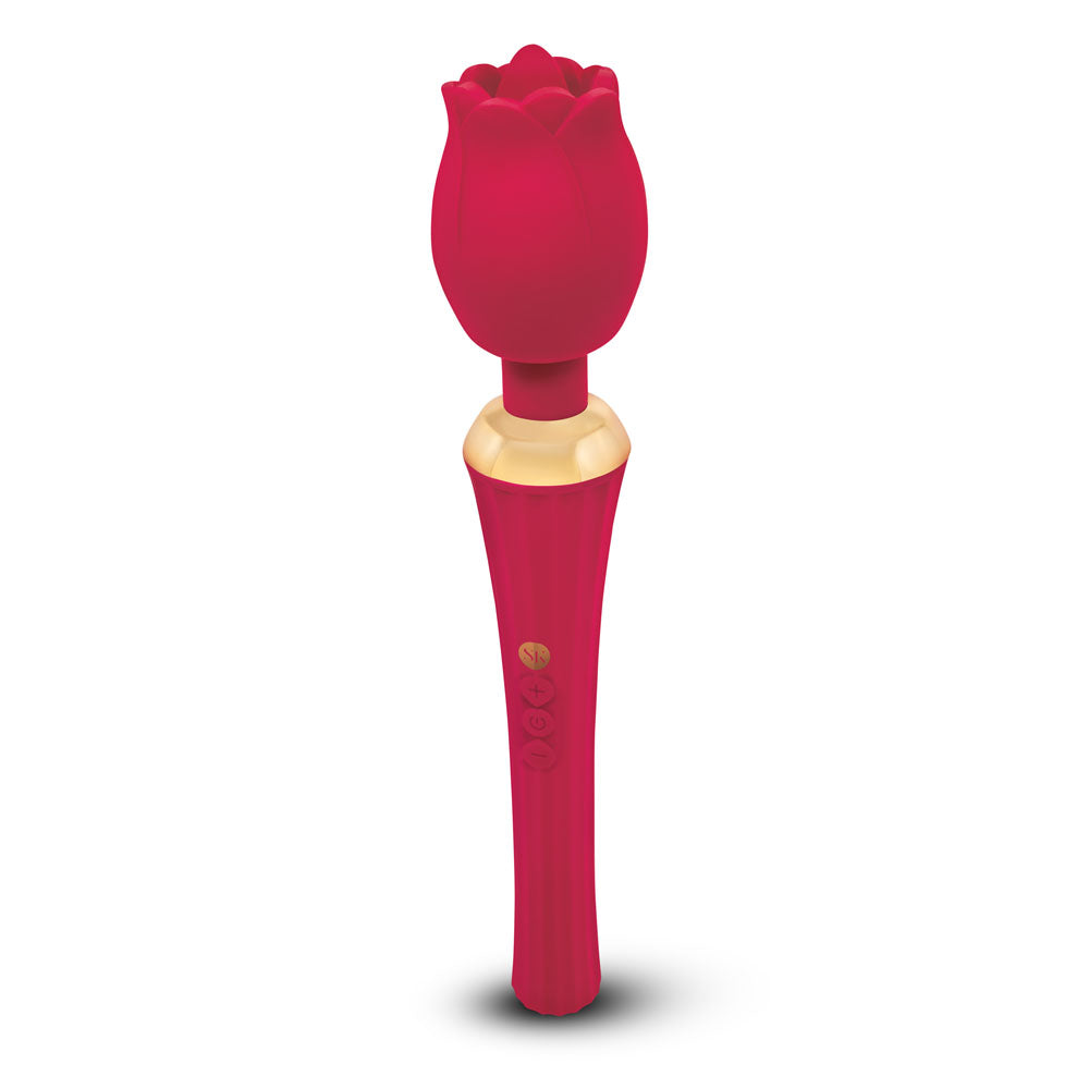 Secret Kisses Rosegasm Rose Wand - Rose Red 30.5 cm USB Rechargeable Massager Wand-SK-1043