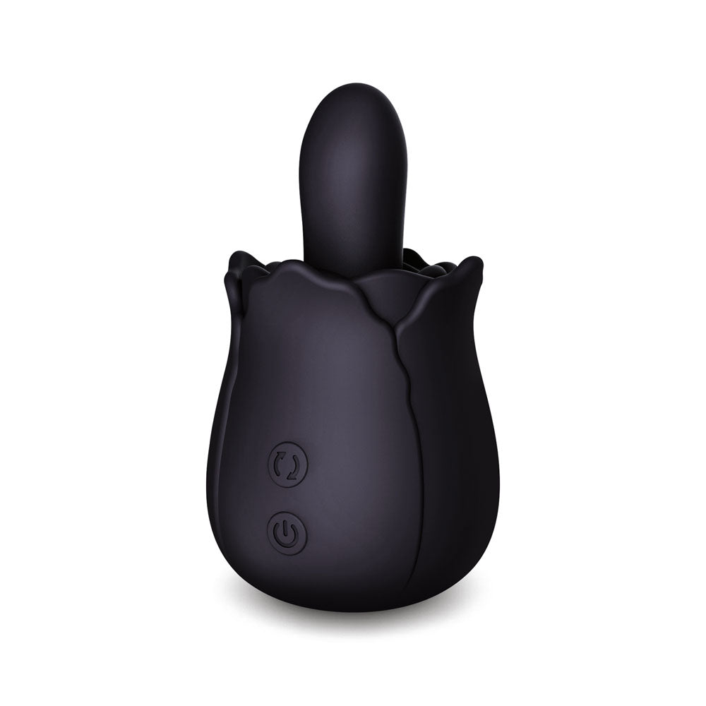 Skins Rose Buddies - The Bums N Roses - Black USB Rechargeable Anal Rimming Stimulator-SKRBBNR