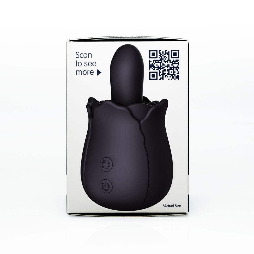 Skins Rose Buddies - The Bums N Roses - Black USB Rechargeable Anal Rimming Stimulator-SKRBBNR