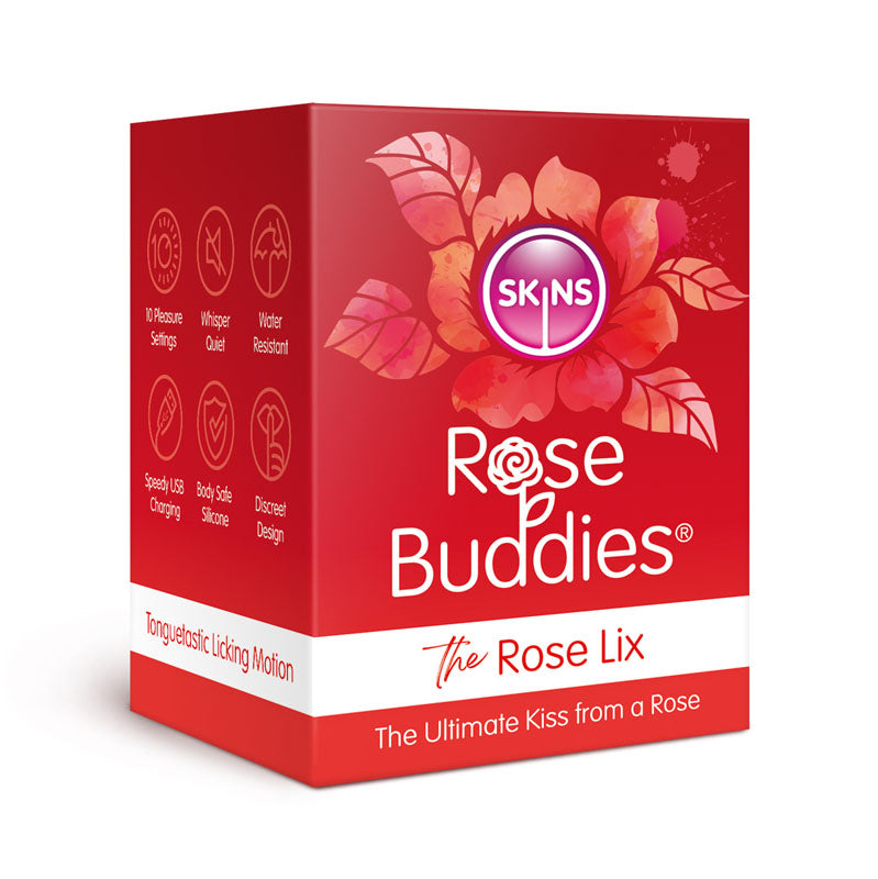 Skins Rose Buddies - The Rose Lix - Red USB Rechargeable Flicking Rose Stimulator-SKRBRL