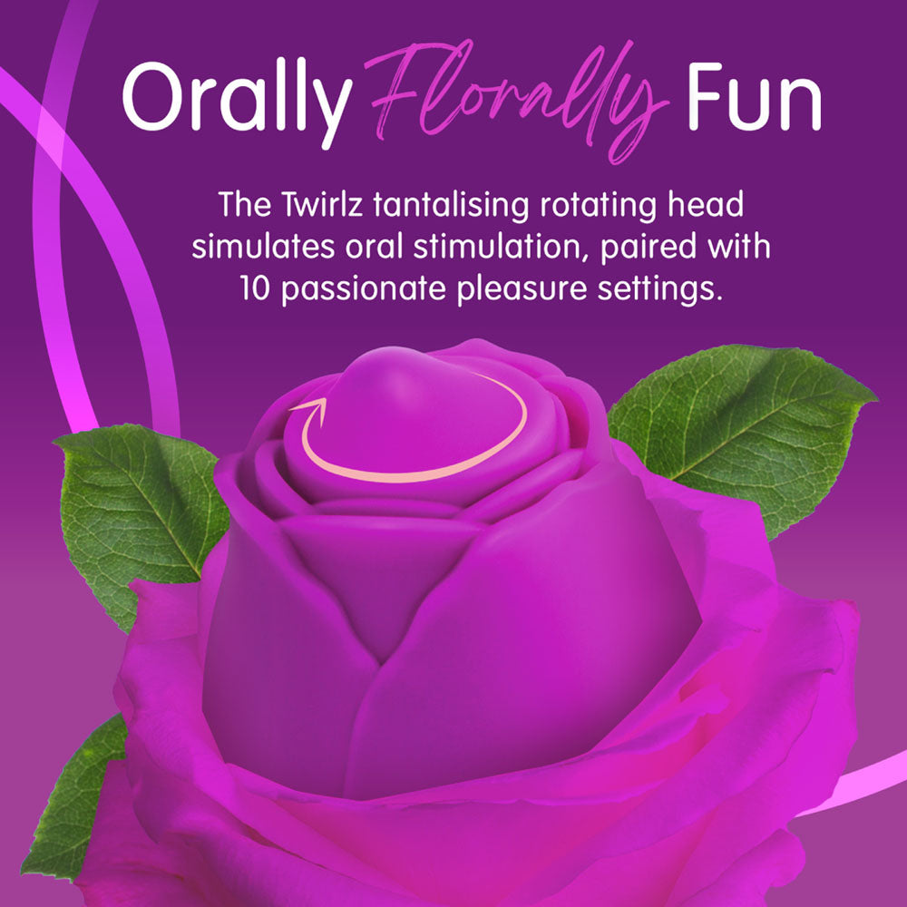 Skins Rose Buddies - The Rose Twirlz - Purple USB Rechargeable Twirling Rose Stimulator-SKRBRT