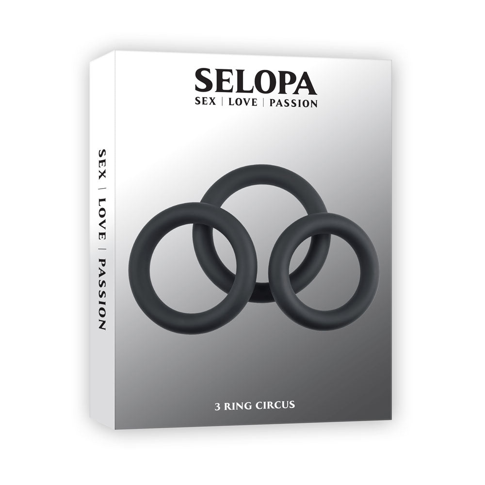 Selopa 3 RING CIRCUS - Black Cock Rings - Set of 3 Sizes-SL-CR-3595-2