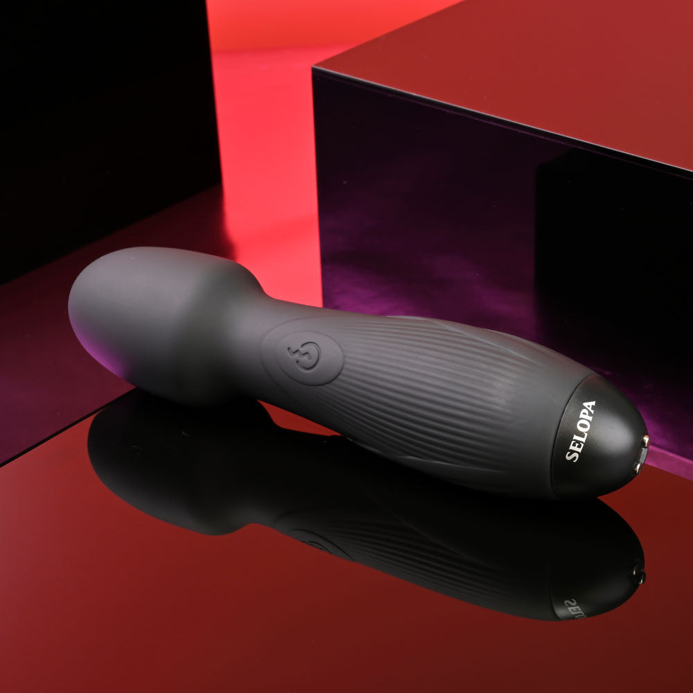 Selopa POWER TRIP - Black 18.8 cm USB Rechargeable Massage Wand-SL-RS-4165-2