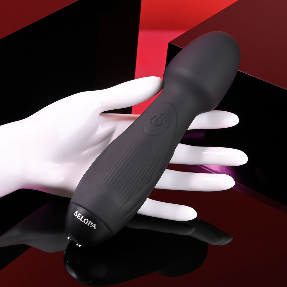 Selopa POWER TRIP - Black 18.8 cm USB Rechargeable Massage Wand-SL-RS-4165-2