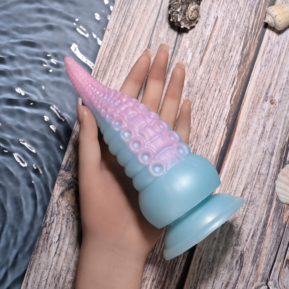 Selopa STUCK ON YOU - Blue/Pink 19 cm USB Rechargeable Vibrating Tentacle Fantasy Dildo-SL-RS-4172-2