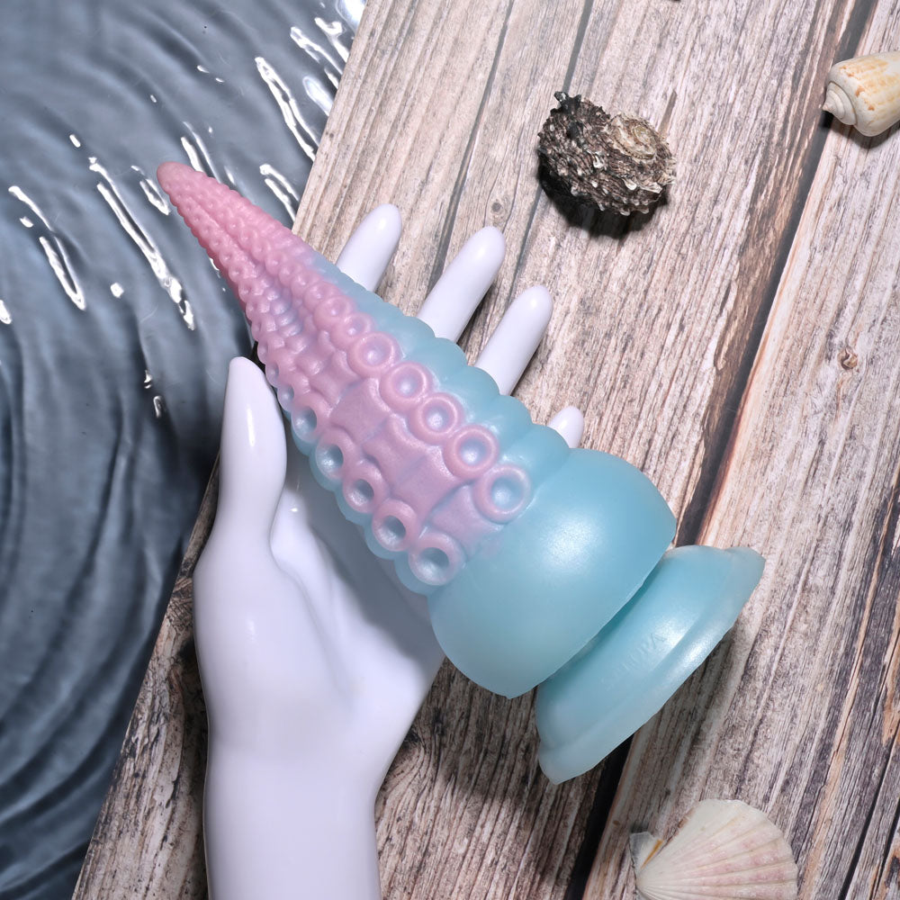 Selopa STUCK ON YOU - Blue/Pink 19 cm USB Rechargeable Vibrating Tentacle Fantasy Dildo-SL-RS-4172-2