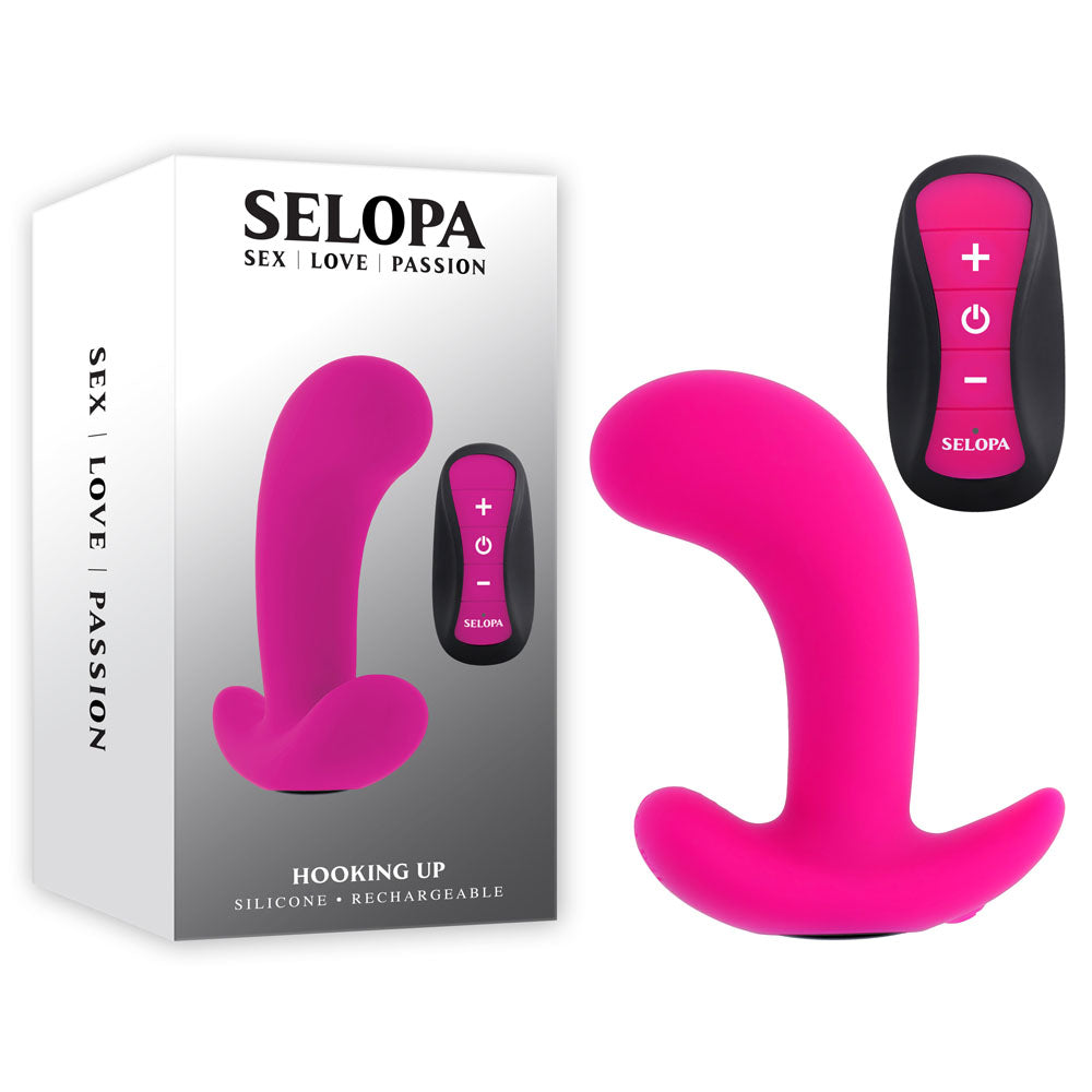 Selopa HOOKING UP - Pink 9.5 cm USB Rechargeable Vibrator with Wireless Remote-SL-RS-4219-2