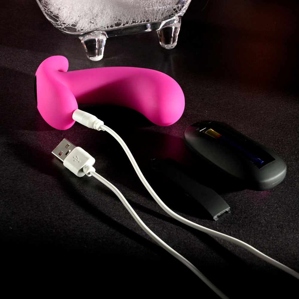 Selopa HOOKING UP - Pink 9.5 cm USB Rechargeable Vibrator with Wireless Remote-SL-RS-4219-2