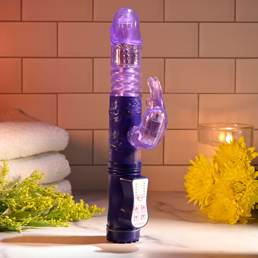 Selopa BUNNY THRUSTER - Purple 24.8 cm Thrusting Rabbit Vibrator-SL-VB-3533-2