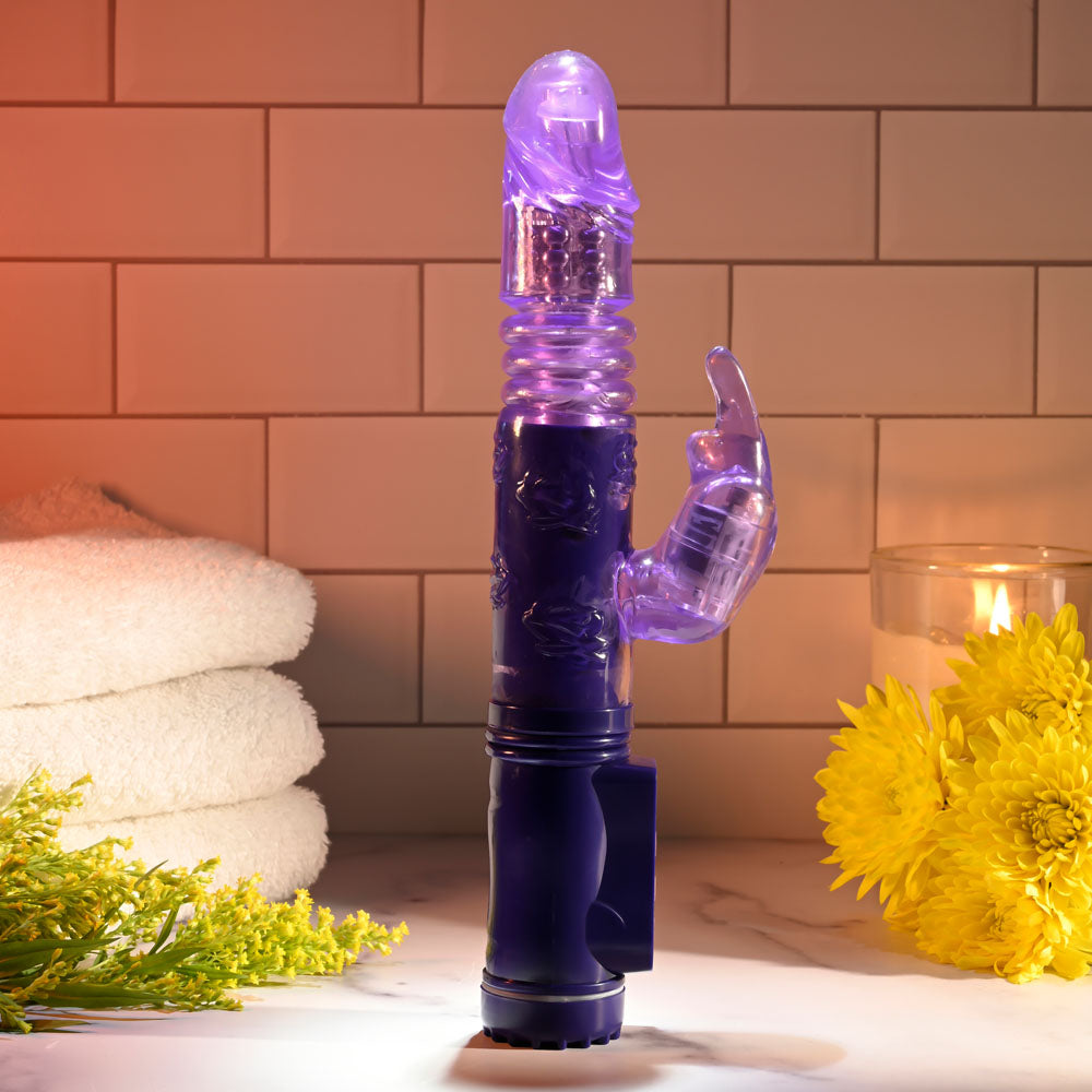 Selopa BUNNY THRUSTER - Purple 24.8 cm Thrusting Rabbit Vibrator-SL-VB-3533-2