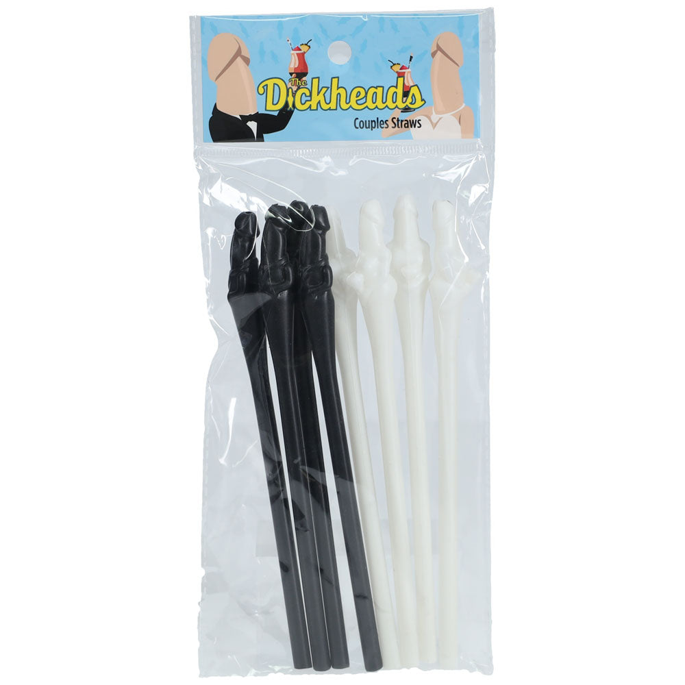 S-LINE The Dickheads - Couples Straws Black/White - Black/White Novelty Straws - 8 Pack-SLI247MUL