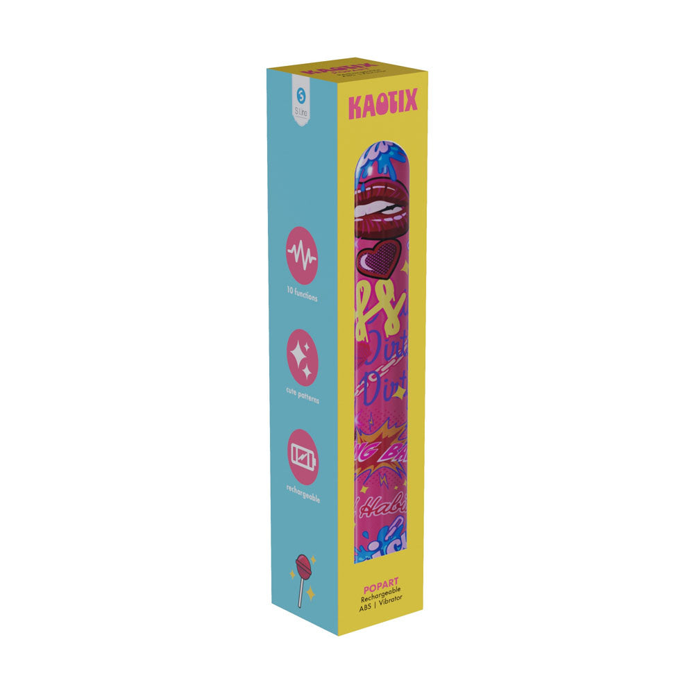 S-LINE Kaotix Pop Art - Pink 17.8 cm USB Rechargeable Vibrator - SLI294PNK
