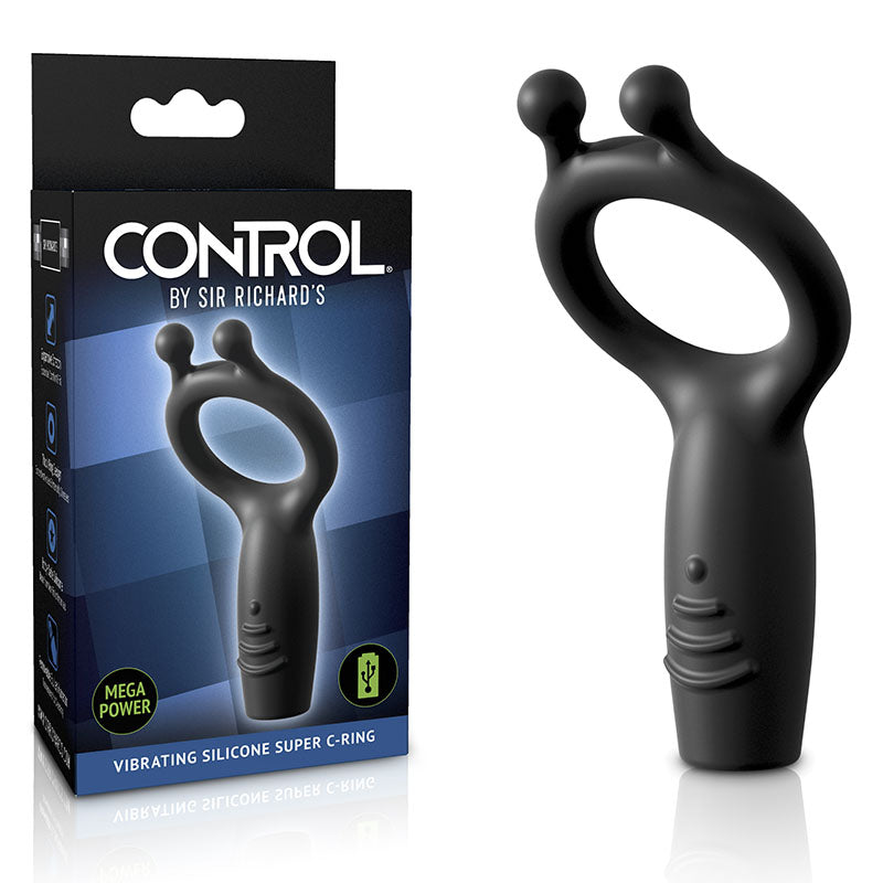 Sir Richards Vibrating Silicone Super C-Ring - Grey USB Rechargeable Vibrating Cock Ring-SR1058