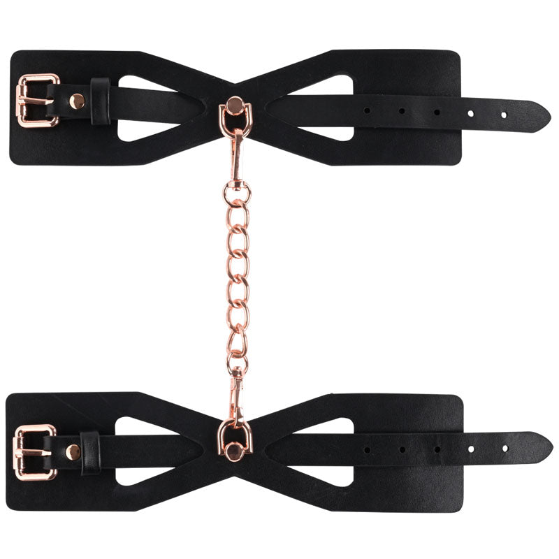 Sex & Mischief Brat Handcuffs - Black/Rose Gold Restraints-SS09840