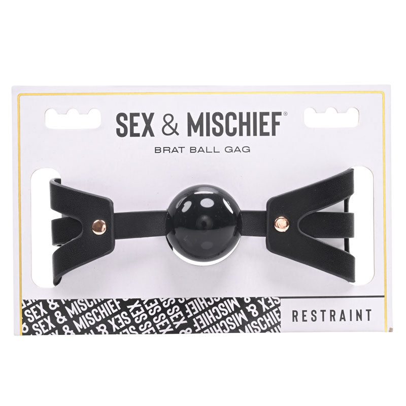 Sex & Mischief Brat Ball Gag - Black/Rose Gold Mouth Restraint-SS09842