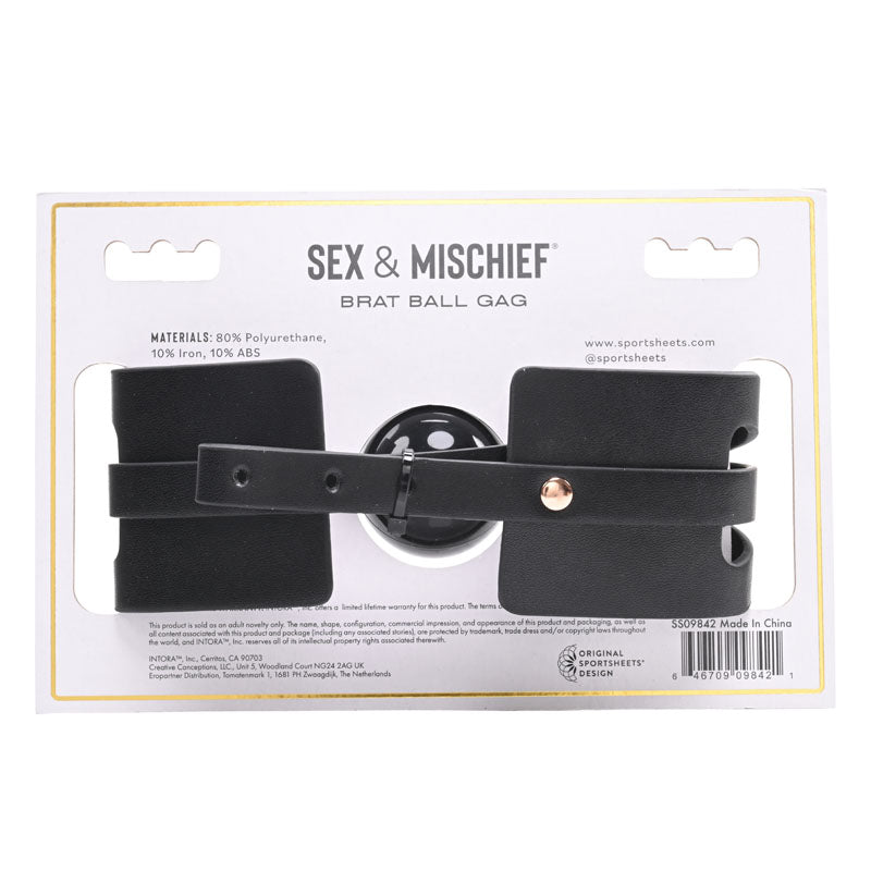 Sex & Mischief Brat Ball Gag - Black/Rose Gold Mouth Restraint-SS09842