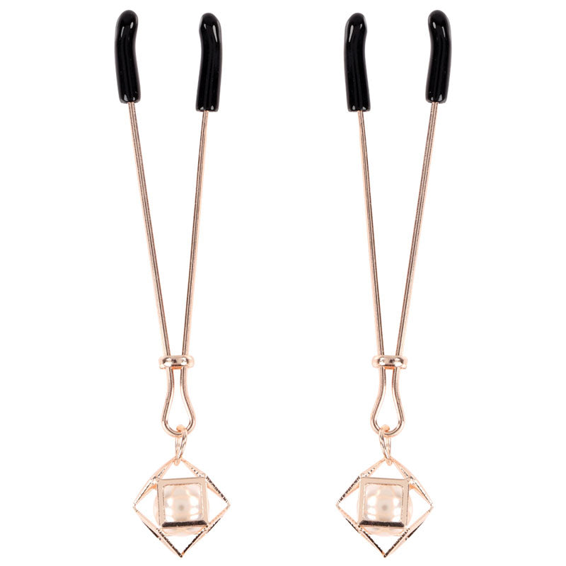 Sex & Mischief Brat Pearl Nipple Clips - Rose Gold - Set of 2-SS09845