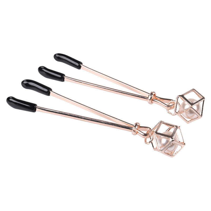 Sex & Mischief Brat Pearl Nipple Clips - Rose Gold - Set of 2-SS09845