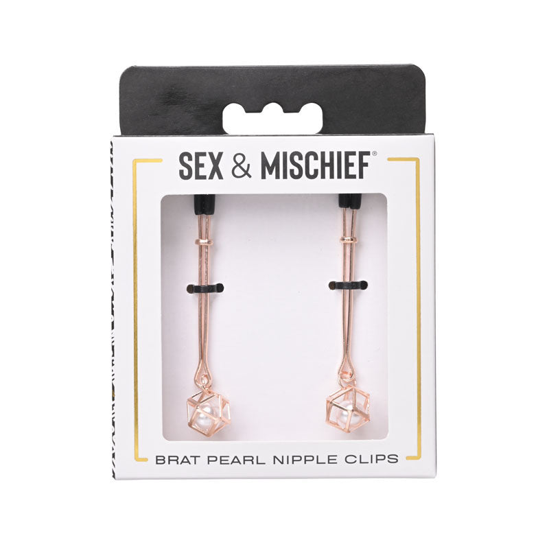 Sex & Mischief Brat Pearl Nipple Clips - Rose Gold - Set of 2-SS09845