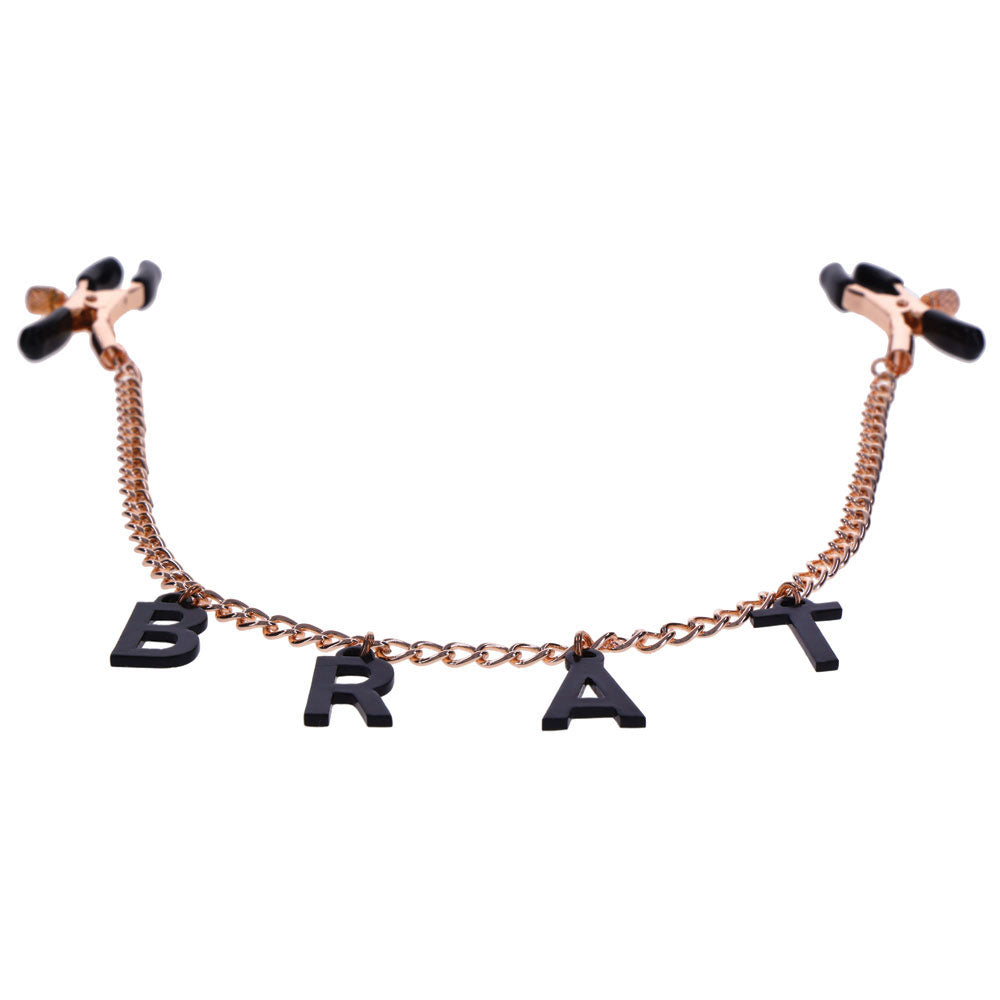 Sex & Mischief Brat Charmed Nipple Clamps - Rose Gold Nipple Clamps with 45 cm Chain-SS09847