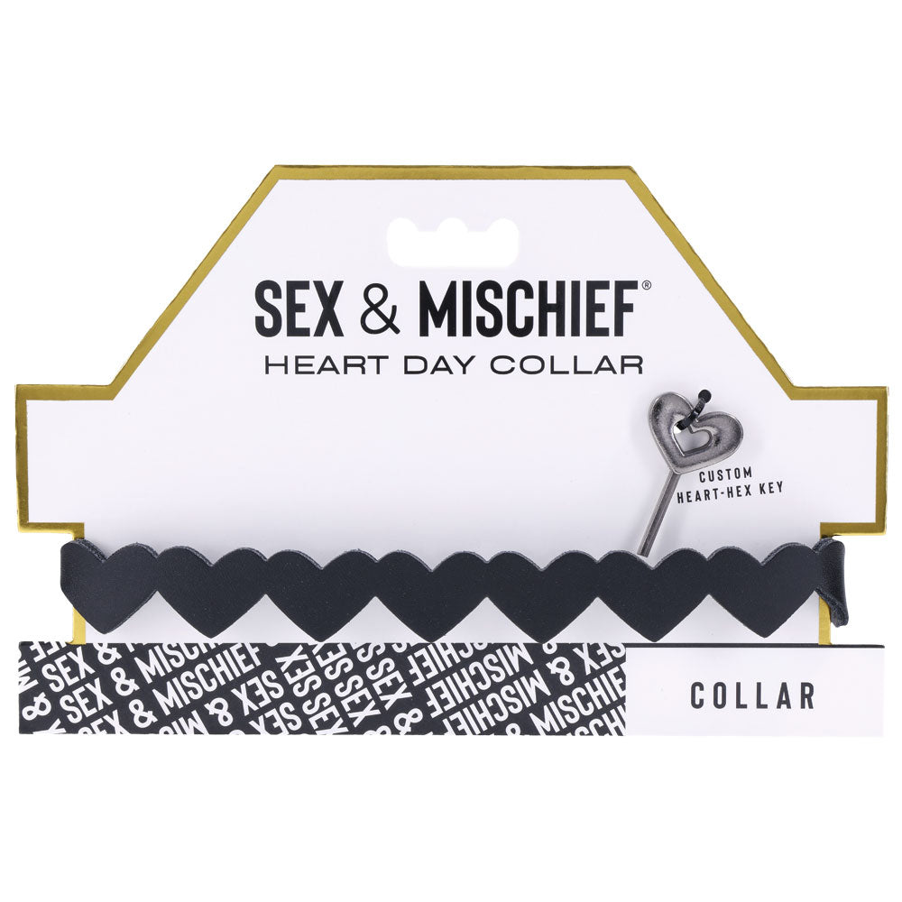 Sex & Mischief Heart Day Collar - Black Collar-SS09850