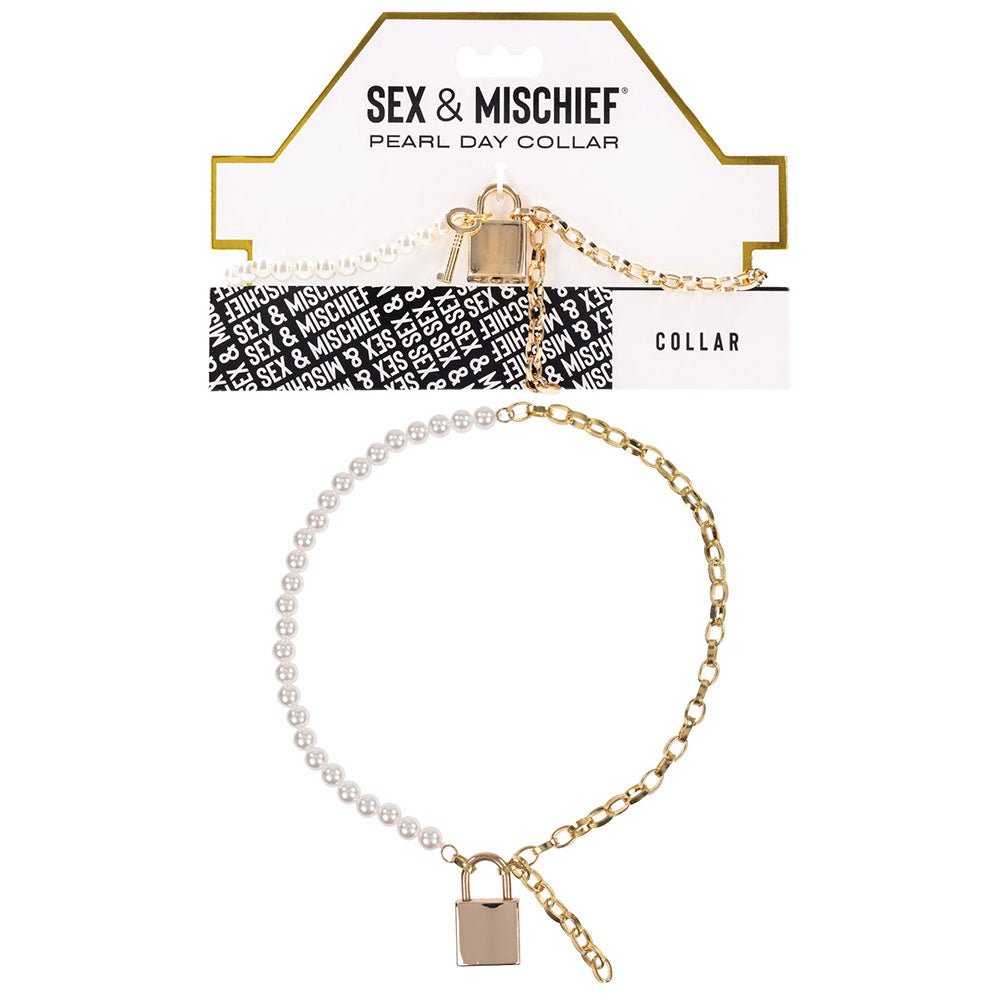 Sex & Mischief Pearl Day Collar - Pearl/Gold Necklace-SS09852