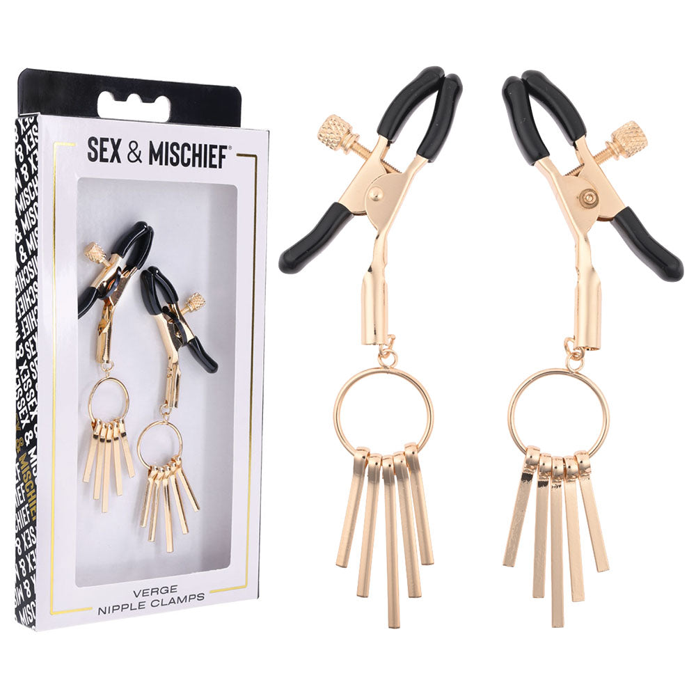 Sex & Mischief Verge Nipple Clamps - Gold Nipple Clamps - Set of 2-SS09856