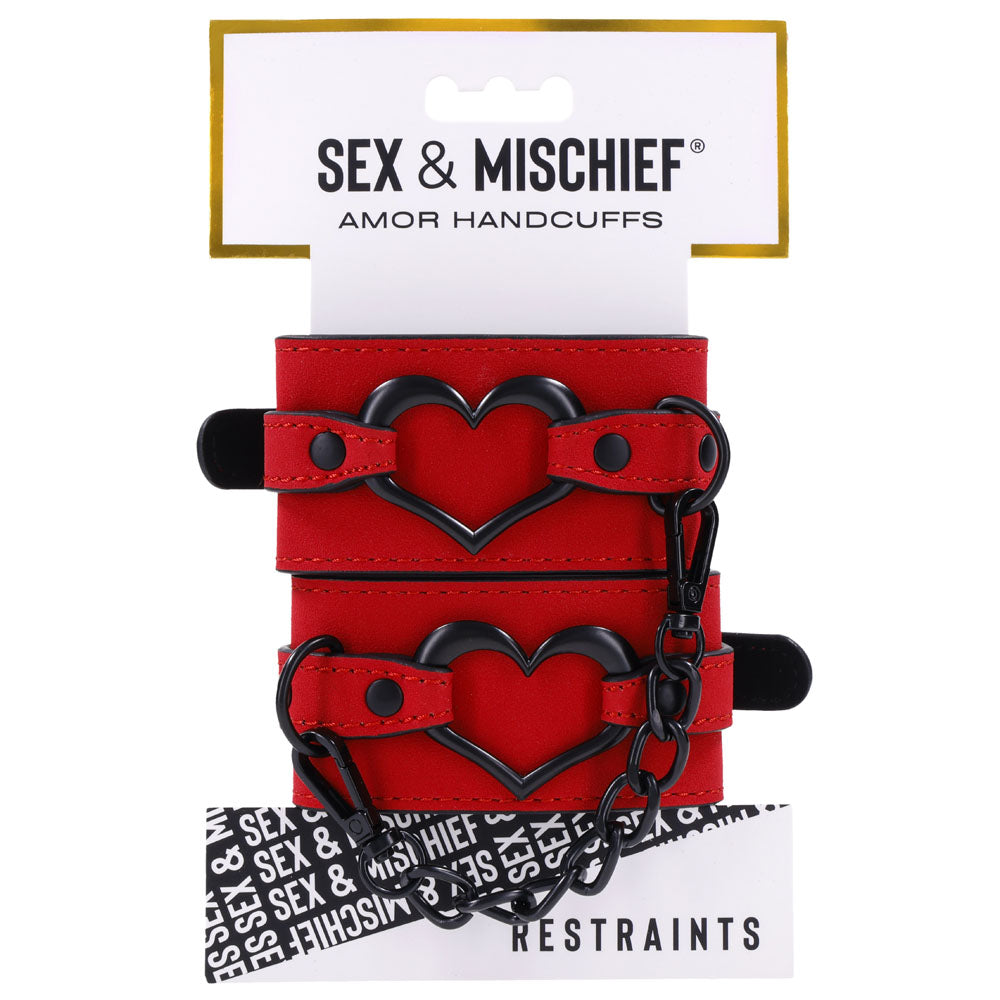 Sex & Mischief Amor Handcuffs - Red Restraints-SS09953