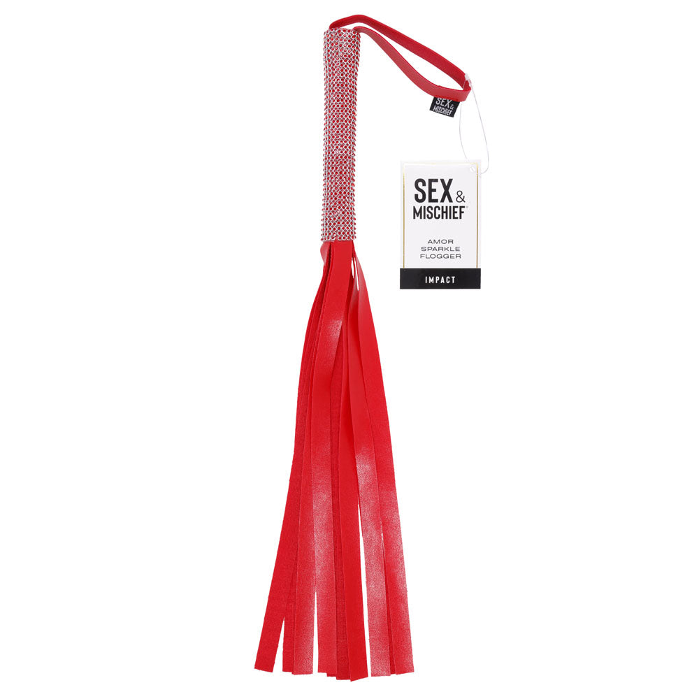 Sex & Mischief Amor Sparkle Flogger - Red 33 cm Flogger Whip-SS09955