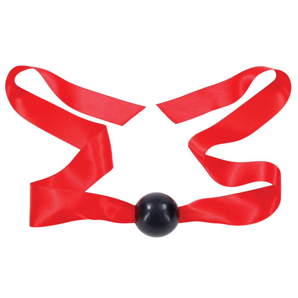 Sex & Mischief Amor Satin Ball Gag - Red/Black Mouth Restraint-SS09957